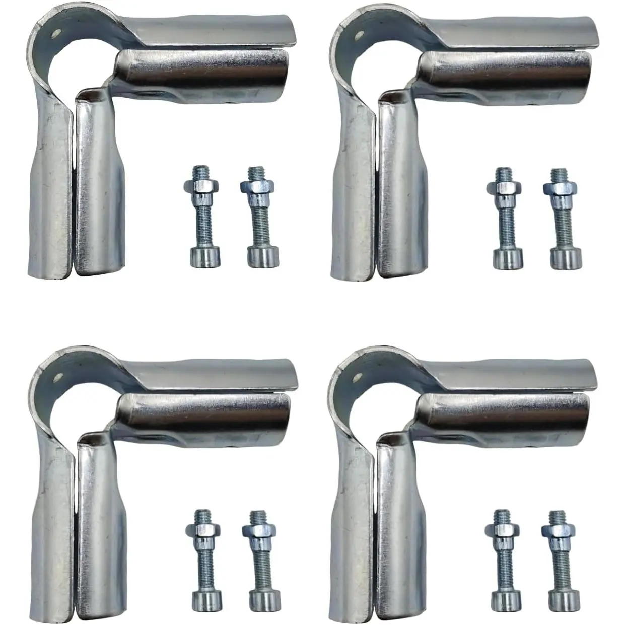 4 Sets 90 Degree Structural Pipe Connector, 1-1/4 inch (32 mm) 3 Way Joint Chain Link Fence Clamp, Carbon Steel,for Panel Pipe L Clamps Chain Link Fence Parts,Bolts and Nuts Included