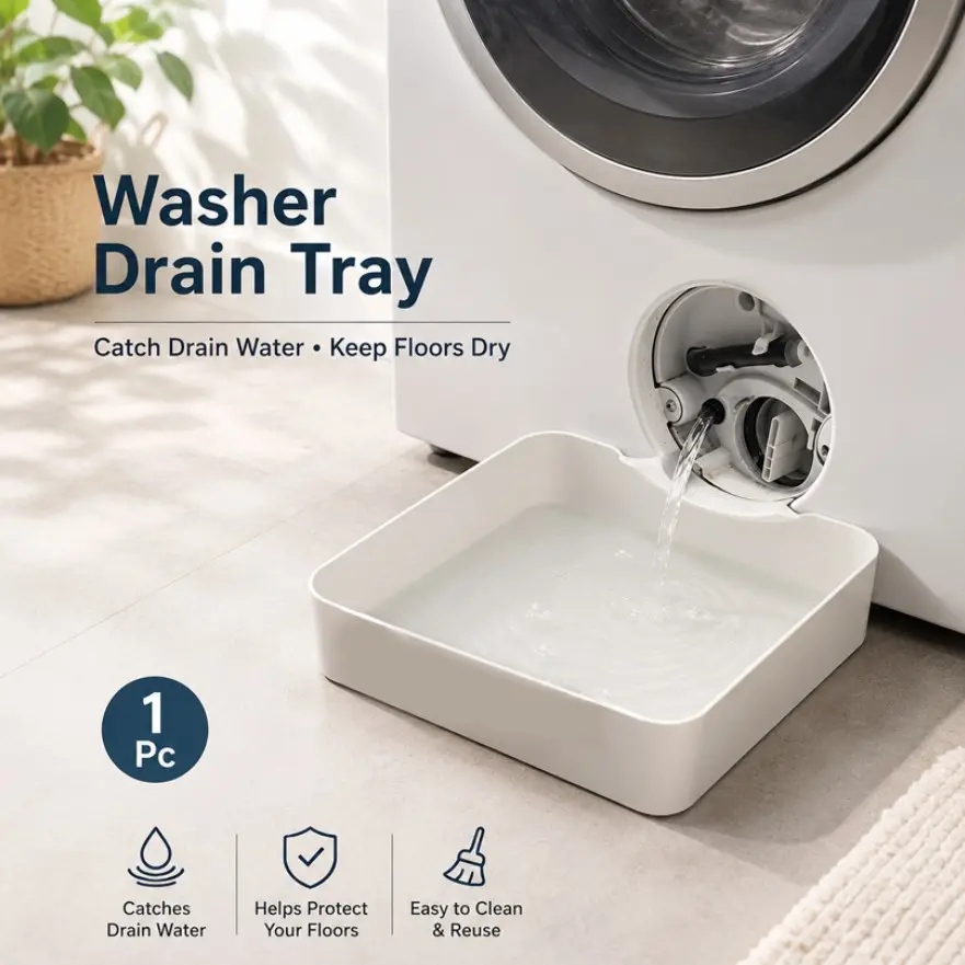 Washing Machine Water Tray, Universal Leak-Proof Base for Drum and Wave Washer, Elevated Waterproof Bottom, Floor Protection, Home Use
