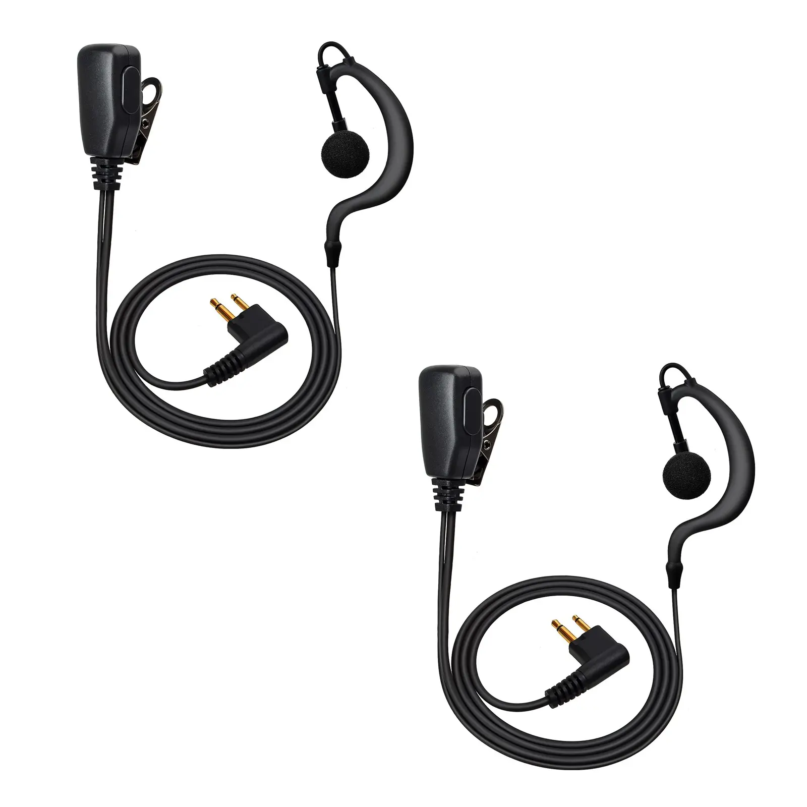 G Shape Soft Ear Hook Two Way Radio Earpiece with PTT, Headphone, Headphone Jack, Walkie Talkie Headset with Swivel Boom Microphone Compatible with Motorola 2 Way Radio CLS1110 RDM2070d CP200 CP200d CLS1410 Radio, for Law Enforcement Use, 2 pcs