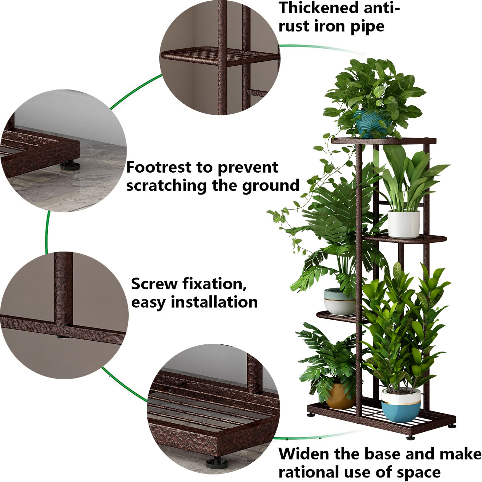 Plant Stand Indoor Outdoor Metal 4 Tier 5 Potted Multiple Flower Pot Holder Shelf Planter Display Shelving Unit for Patio Garden Corner Balcony Living Room【A001】 Deals For You Days Plant Stand Indoor Outdoor Metal 4 Tier 5 Potted Multiple Flower Pot Holder Shelf Planter Display Shelving Unit for Patio Garden Corner Balcony Living Room【A001】 Deals For You Days
