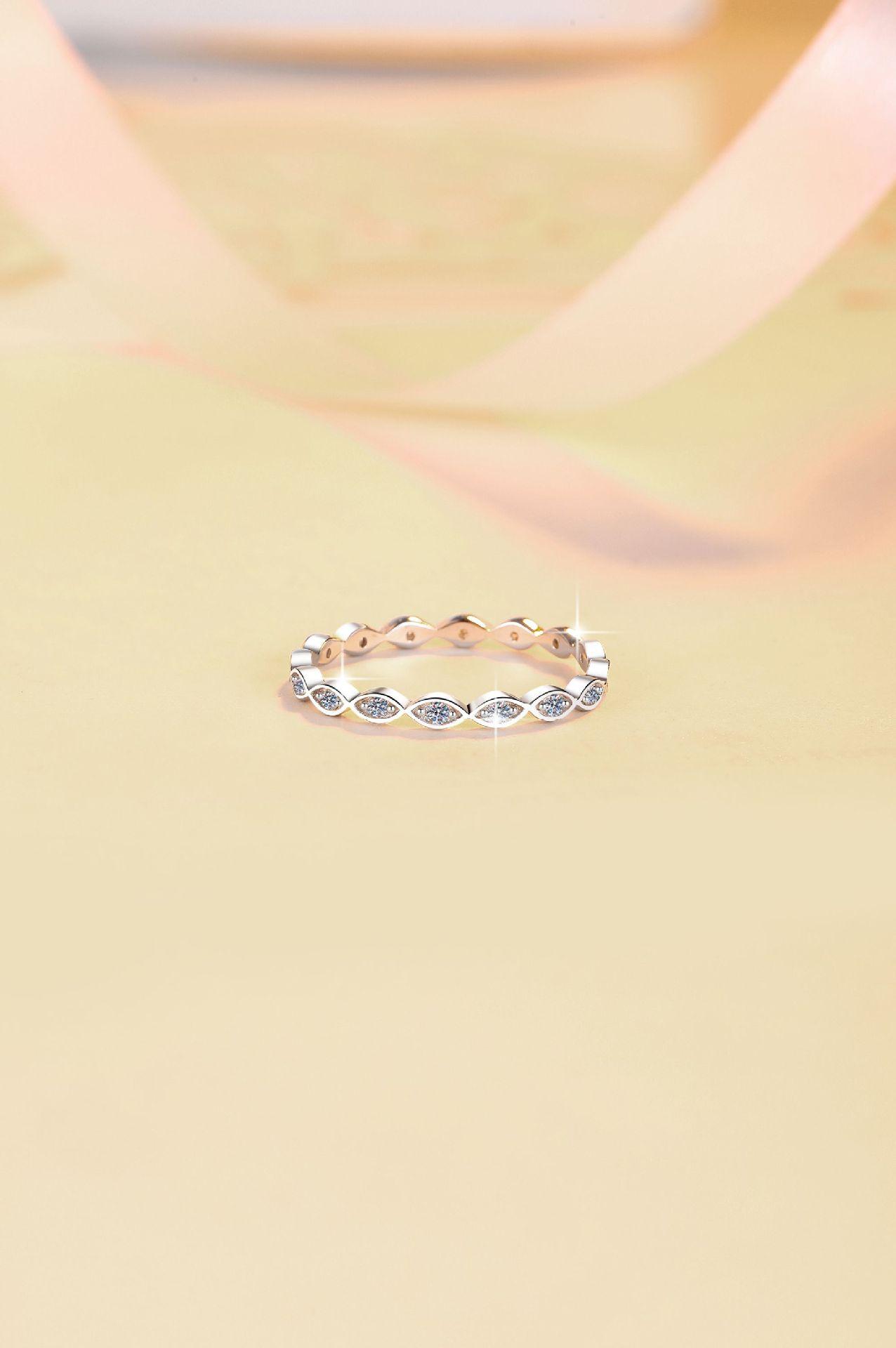 S925 Sterling Silver Stackable Band Ring Synthetic Moissanite Ring-569(50%)