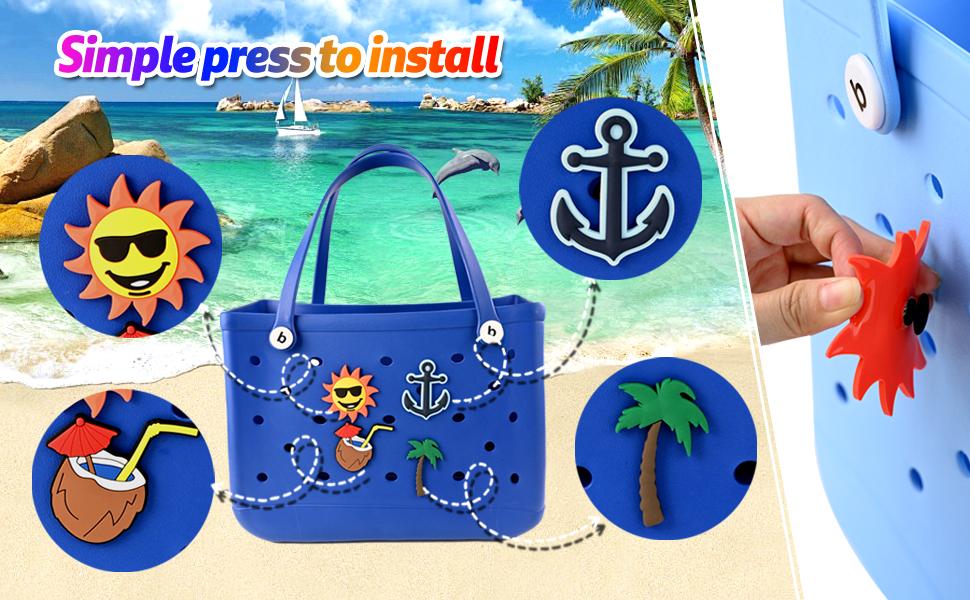 4Pcs Beach Bag Accessories PVC Rubber Totes Inserts Charms for Bogg Bag