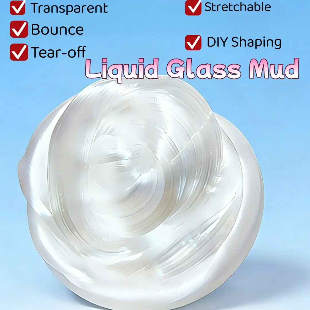 Non-Newtonian Fluid Liquid Glass Bounce Clay DIY Slime Crystal Mud, Ultra Transparent Ice Cube Stress Relief Squeeze Toy, Boxed Set