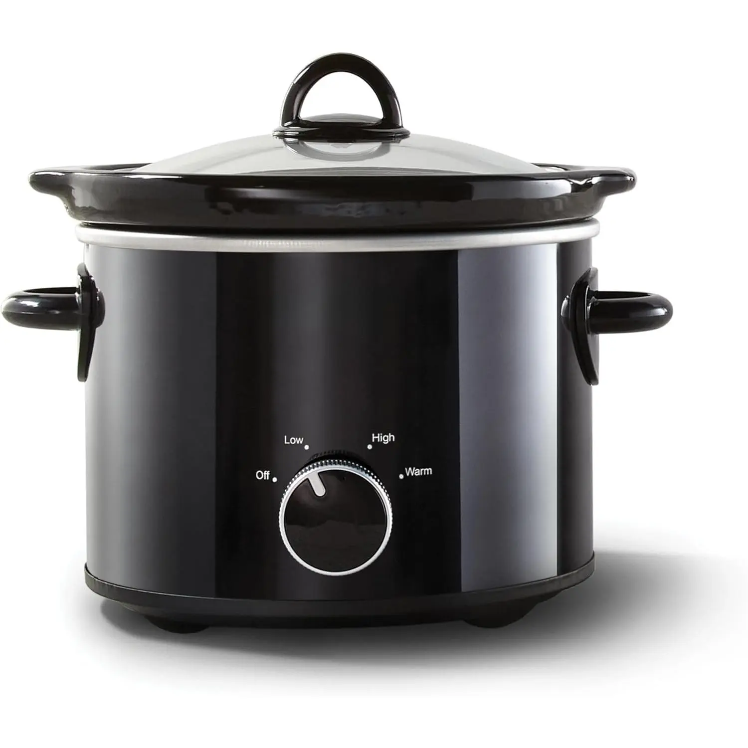 2-Quart Manual Slow Cooker, Feeds 2+ People, Great for Small Meals, Dips, & Sides; Removable Stoneware is Oven & Dishwasher-Safe, Black
