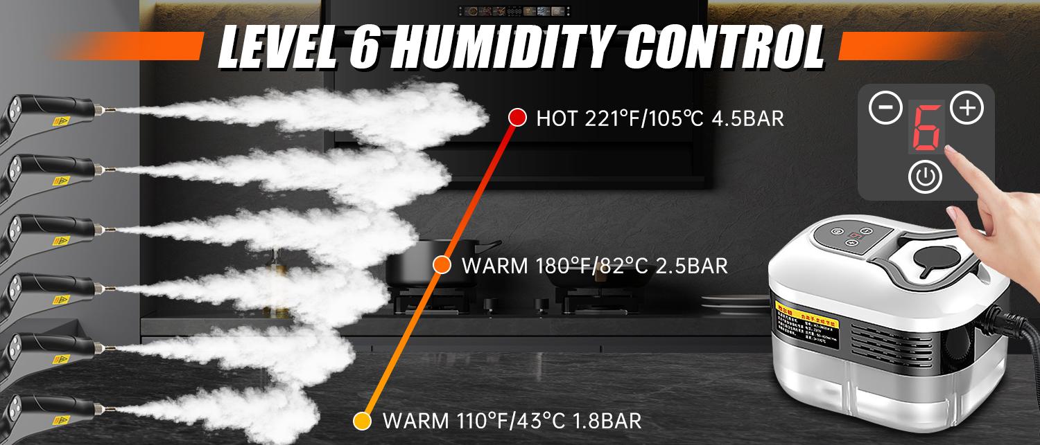 2500W High Pressure Steam Cleaner - Portable High Temp Power ,Car Detailing & Steamer for Home Use, Kitchen Grease, Bathroom (FS)