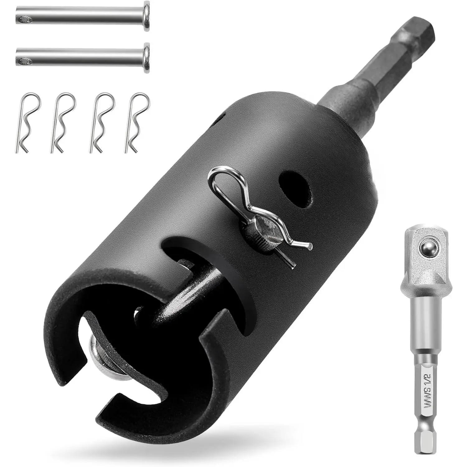 1 Inch Trailer Jack Drill Adapter with Two 1/2 Inch Socket Adapter Bit,Heavy Duty Cr-Mo Steel, Replace The Trailer Jack Handle