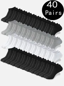 40 Pairs Low Top Short Socks, Unisex, Comfortable Breathable Sport Socks, Sweat-Wicking, All Seasons, Casual Wear