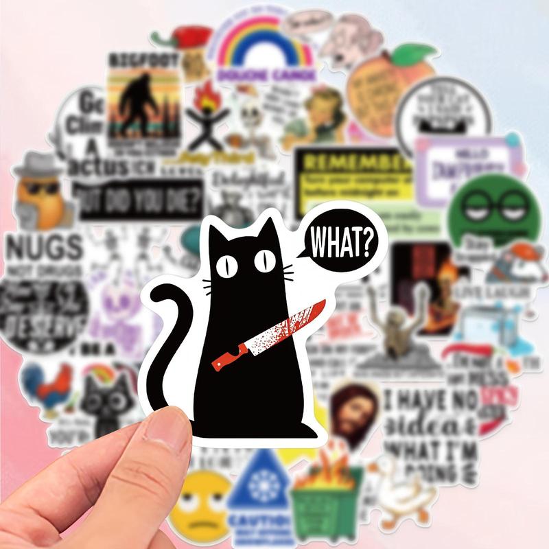 Humorous Vinyl Sticker, 50pcs Reusable Work Sticker, Funny Sticker for Laptop, Luggage, Notebook