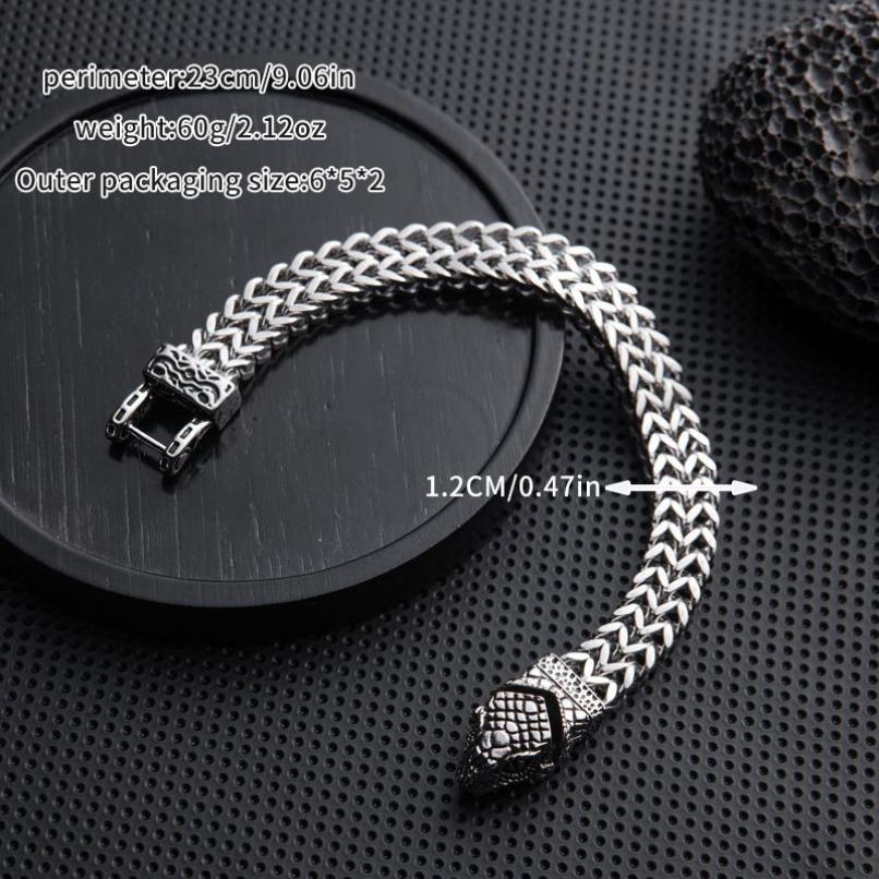 2026 New Men's Retro Punk Stainless Steel Bracelet, Snake Beast & Skull Designs, Perfect Valentine's Day Gift for Him