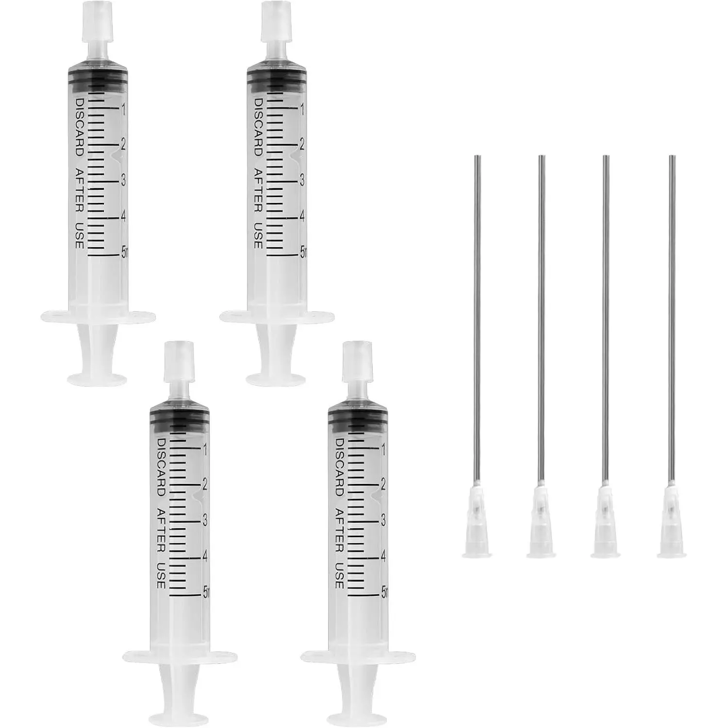 4 Pack 5ml Plastic Perfume Syringe Decanter Kit with Blunt Stainless Steel Needle Tip for Perfume, Ink, Pen, Printer Filling, Refillable Liquid Dispensing and MeasuringGift