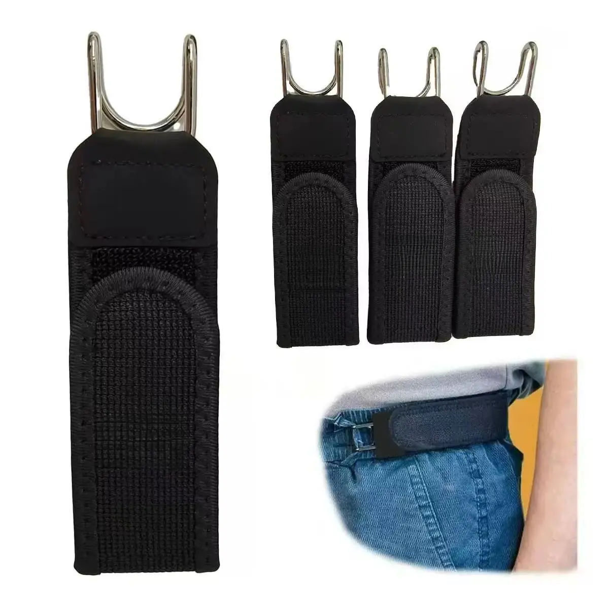 No Show Invisible Belt for Men & Women, Adjustable Pants Waist Extender, Non-Elastic Fabric Waistband Extender for Jeans & Pants with Belt Loops