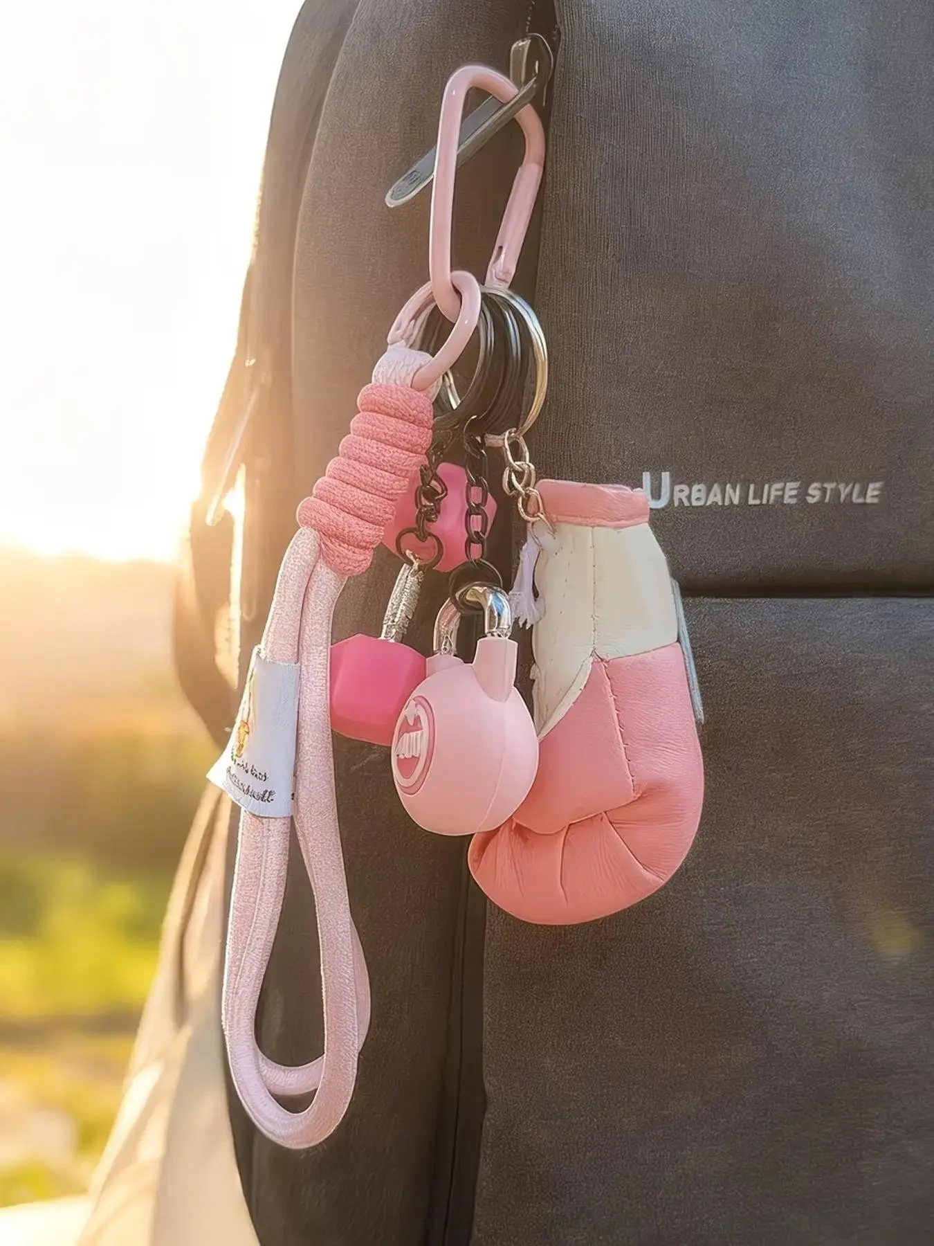 3-in-1 Boxing Glove Kettlebell Weight Plate Braided Keychain, screw lock anti-drop carabiner stop gym bag key losing, multi fitness charm pendant for boxing workout crossfit lovers #FitnessBagCharm #GymEssentials