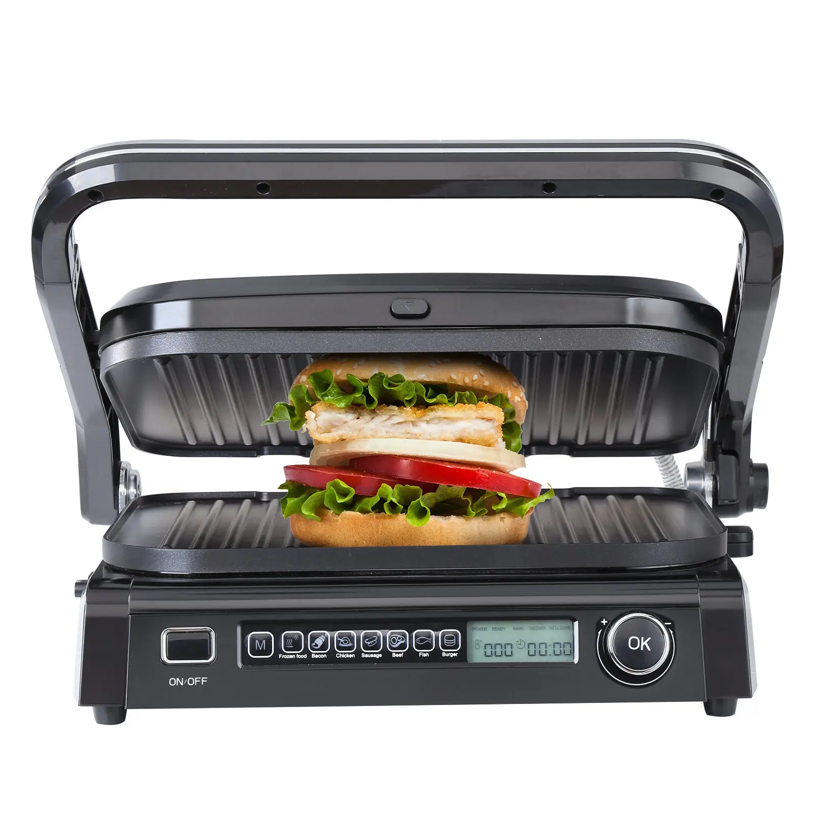 VEVOR 7 IN 1 Commercial Electric Griddle, 14.4" 1800W Indoor Countertop Grill, Stainless Steel Restaurant Teppanyaki Grill with Non Stick Iron Cooking Plate, 0-446 Adjustable Temp Control 110V
