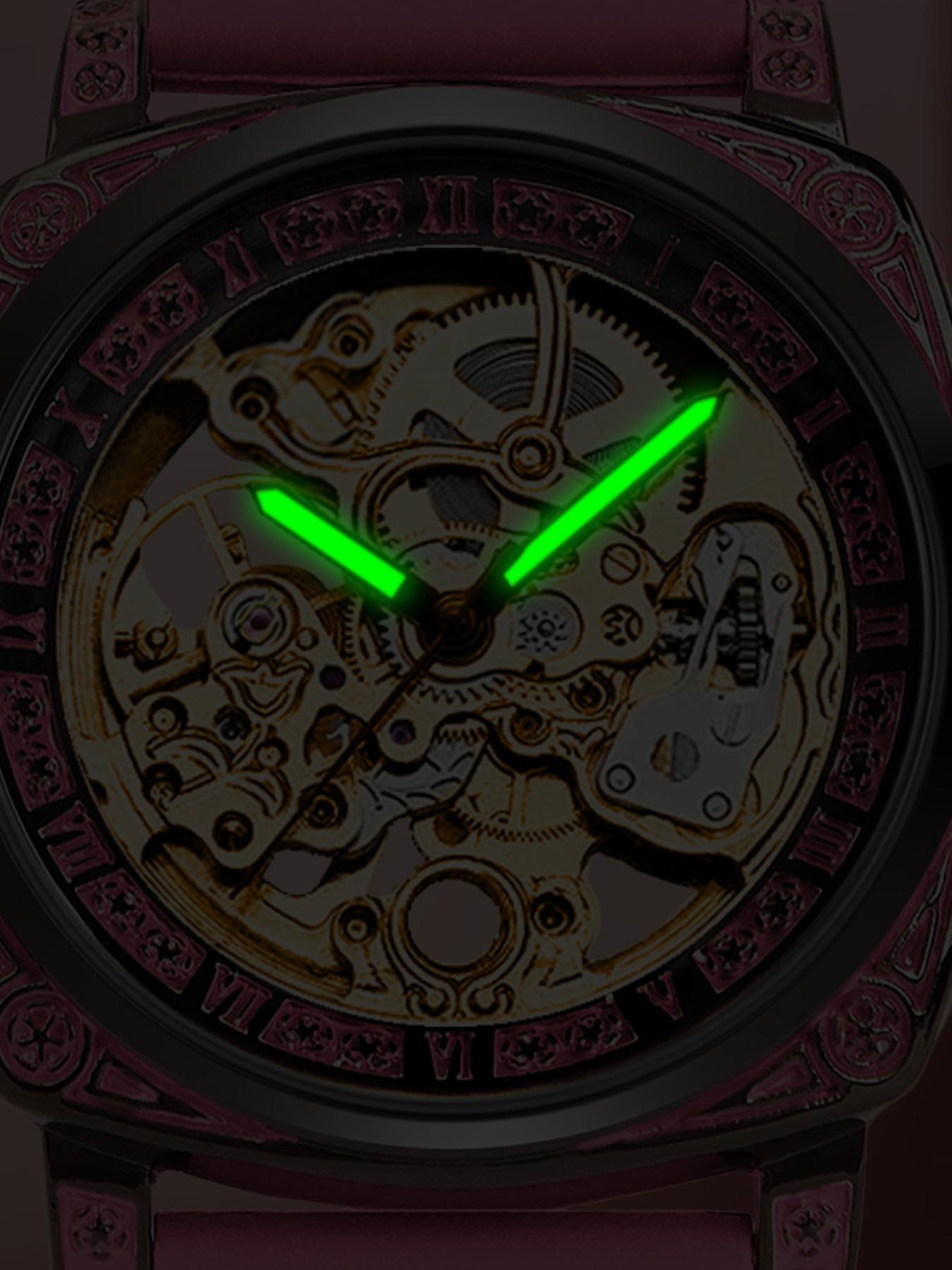 Women's Elegant Hollow Out Design Mechanical Style Watches, Fashion Round Dial Silicone Strap Watch for Party, Daily Decor, Trendy All-match & Exquisite Watch for Birthday Gift with Box