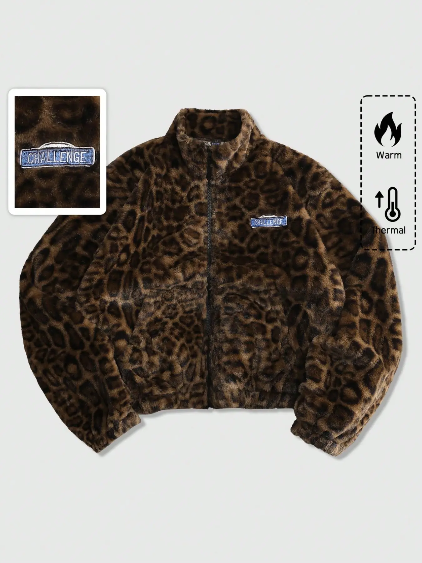 3 Colors Leopard Sherpa Jacket, Tiktok Viral, Long Sleeve, Loose-Fitting, Zipper Design, Winter Fuzzy Coat, Vintage Street Style