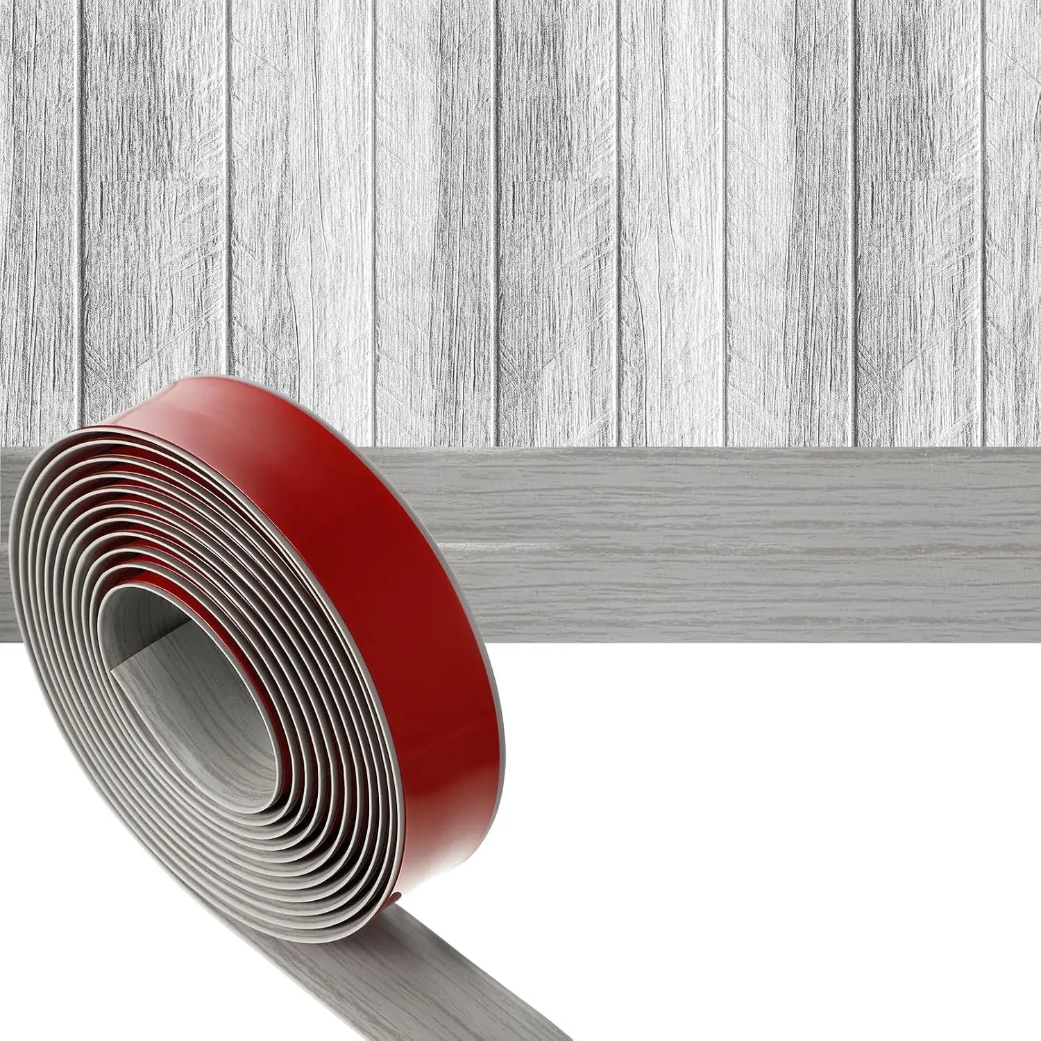 12 Ft / 6 Ft Vinyl Floor Transition Strip 1.57" Wide Self Adhesive Thresholds Laminate Doorway Flat Divider Strip for Joining Floor Gap Wood Grain Design Carpet Cover Tile (Gray, 6 ft)