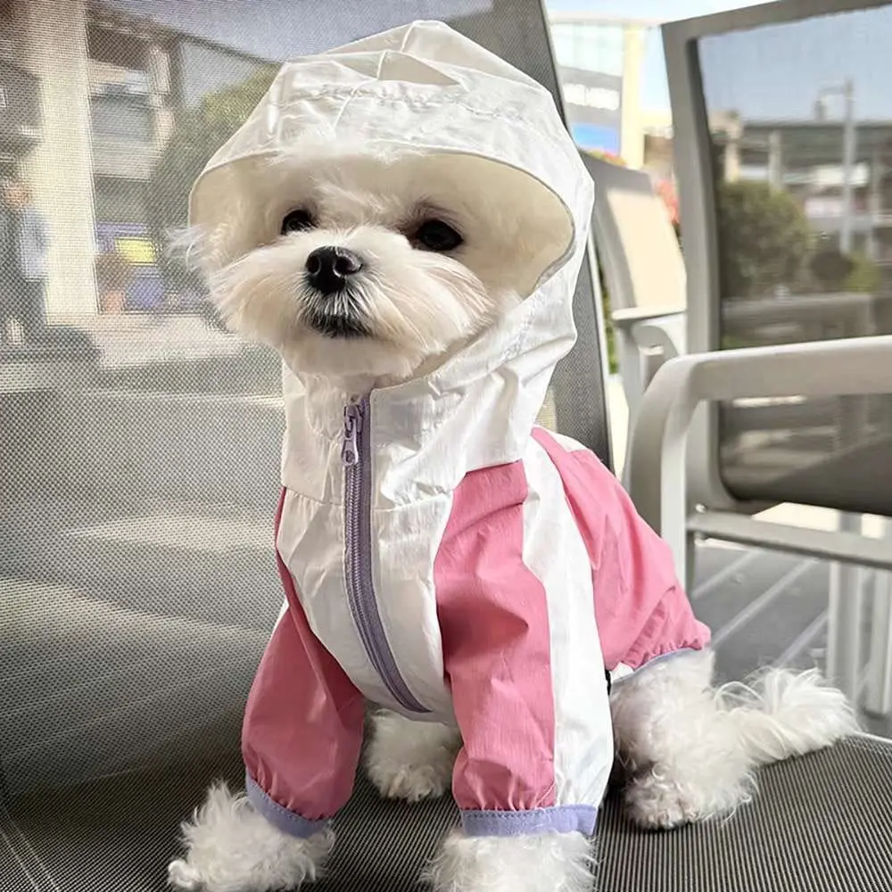 1pc Fashionable Waterproof & Dirt-Resistant Hooded Outdoor Jacket For Pets, Suitable For Dogs, Cats, Teddy, Poodle, Schnauzer, Hooded Raincoat, One-Piece