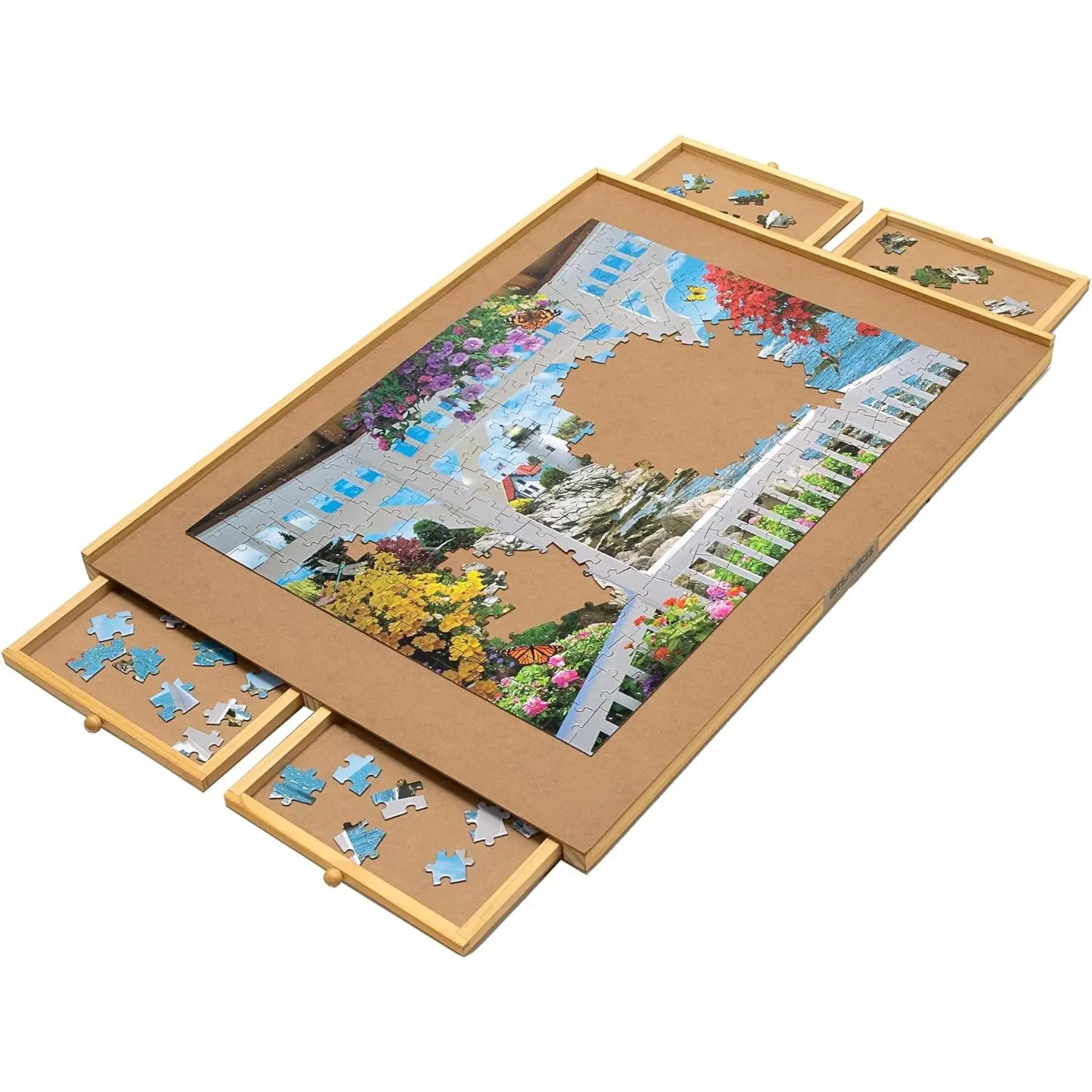 Puzzle Board with Drawers – 1500 Piece Jigsaw Puzzle Table Organizer – Premium Wooden Puzzle Board  Adults, 26"x35" Smooth Non-Slip Surface, Portable Puzzle Table with Sorting Trays