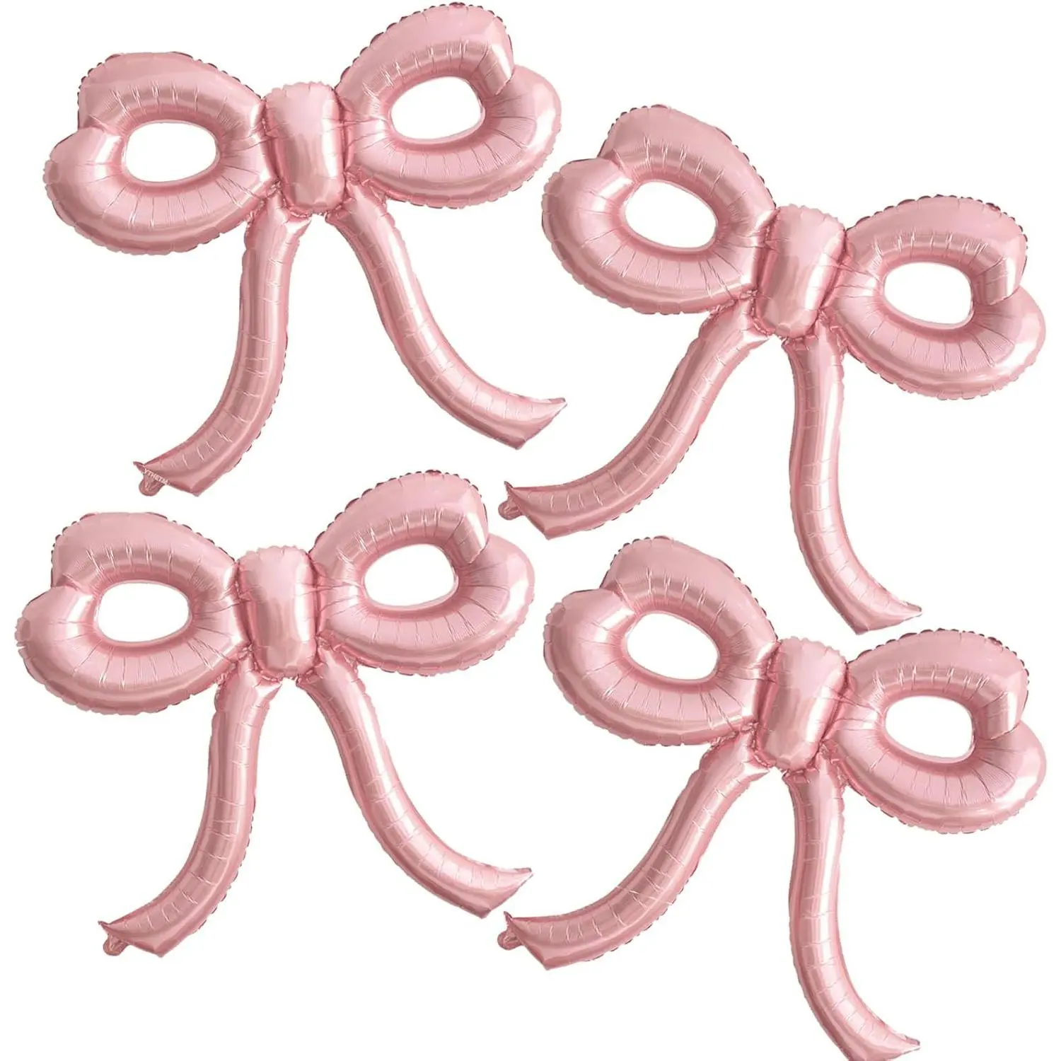 Girls' 4-Pcs Pink Bow Giant Foil Balloons - Bow-Themed Party Decorations for Engagement, Birthday, Baby Shower Party Supplies