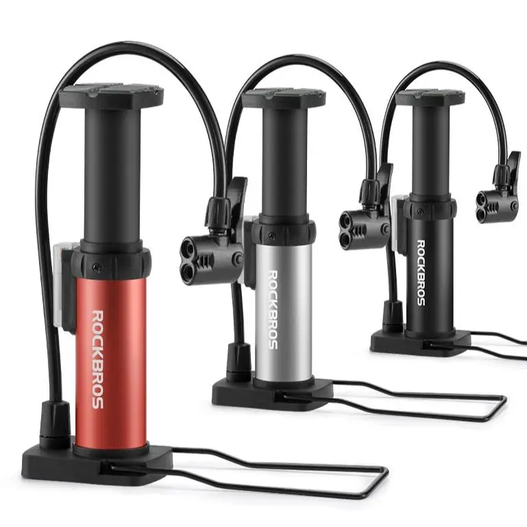 ROCKBROS Bike Pump Mini Portable Bike Tire Pump with Presta & Schrader Dual Valve Aluminum Alloy Bicycle Air Floor Pump Extra Valve and Gas Needle for Road Mountain Bikes E-Bikes & Sports Balls