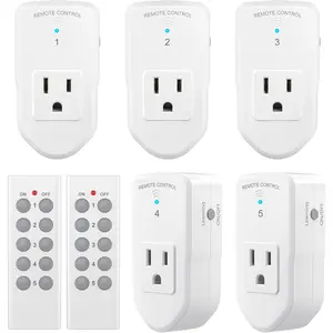 Remote Control Outlet Electrical  for Lights, Fans, Christmas Lights, Small Appliance, 100ft Long Range White (Learning Code, 5Rx-2Tx) 1200W/10A, ETL & FCC Certified