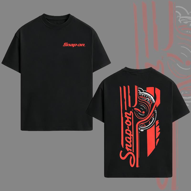 Snap-On 44 Retro Black T-Shirt, Snap On Flag Shirt 2 Sides, Gift For Racing Fan, Casual Cotton T-Shirt, Short Sleeve Crew Neck, Summer Tshirt, Made In USA