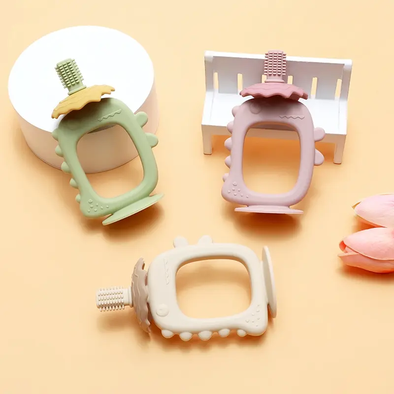 Dinosaur Shaped Teething Stick, Silicone Baby Teether, Relieves Tooth Pain, BPA Free Safe Teeth Toy, Ideal for Infants & Toddlers