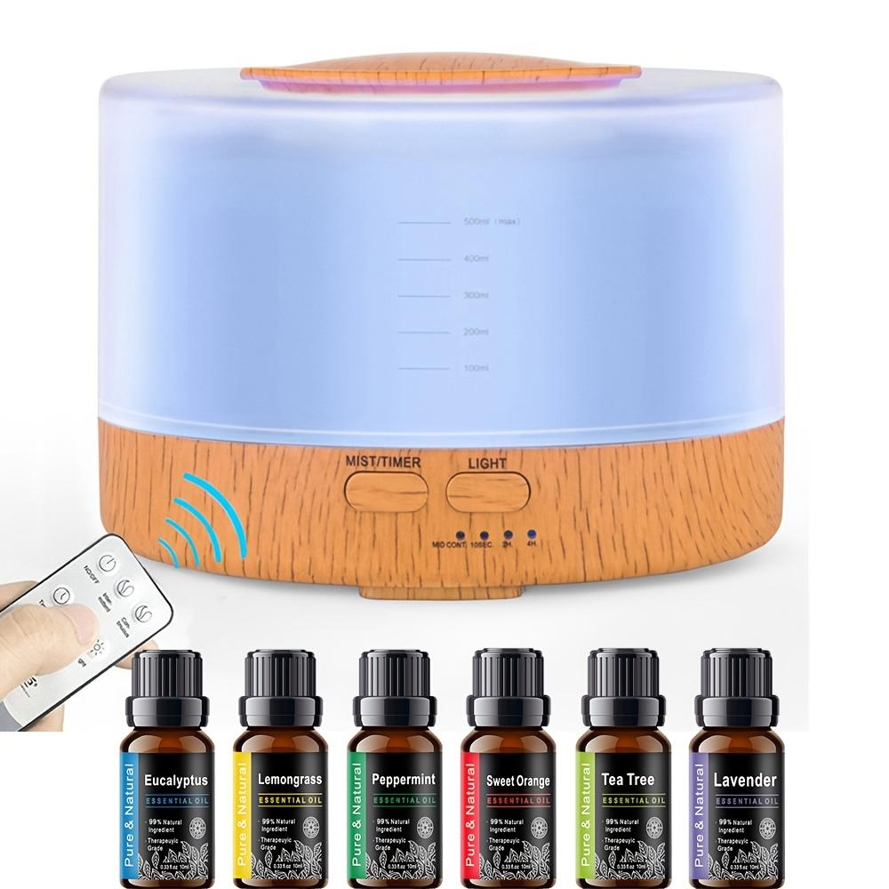 6 Essential Oils! 500ML Controlled Aroma Diffuser - 7 Color LED Humidifier for Large Rooms | Ultrasonic Quiet Operation air  purifier essential oil aroma diffuser d is ff user aroma diffuser humidifier aromatherapy oil wood grain design