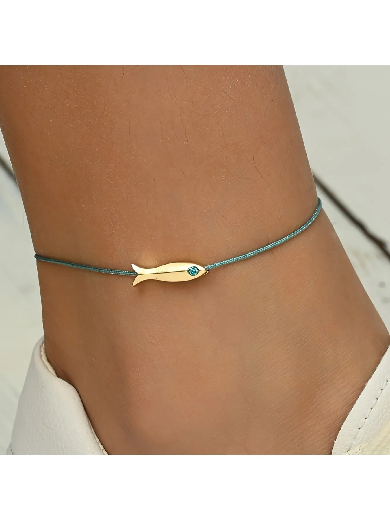 1pc Women'S Fashion Anklet, Exquisite Small Fish Thin Rope Adjustable Anklet, Beach Vacation Party Daily Accessory