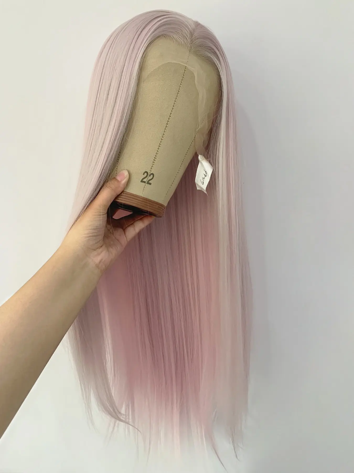 Women's Ash Pink Mix Grey Long Silky Straight Wig, 26 Inches 13x4 Lace Front Wigs , Heat Resistant Synthetic Fiber, Natural Hairline Daily Wear Cosplay Party Wigs,Adjustable Strap, All Seasons
