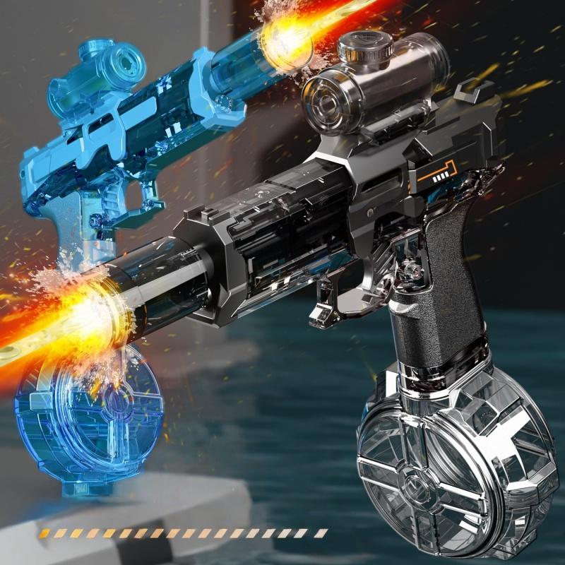 Electric Water Gun with LED Light, Automatic Squirt Watergun, Strong Outdoor Toy for Kids, Summer Fun, Perfect Father's Day Gift, Built-In Lithium Battery