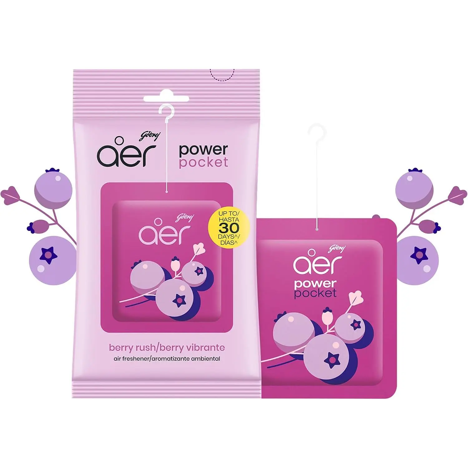 Power Pocket Berry Rush Solid Gel Air Freshener, Pack of 6 | Long-lasting solid gel air freshener for the entire ;  Berry Rush scent