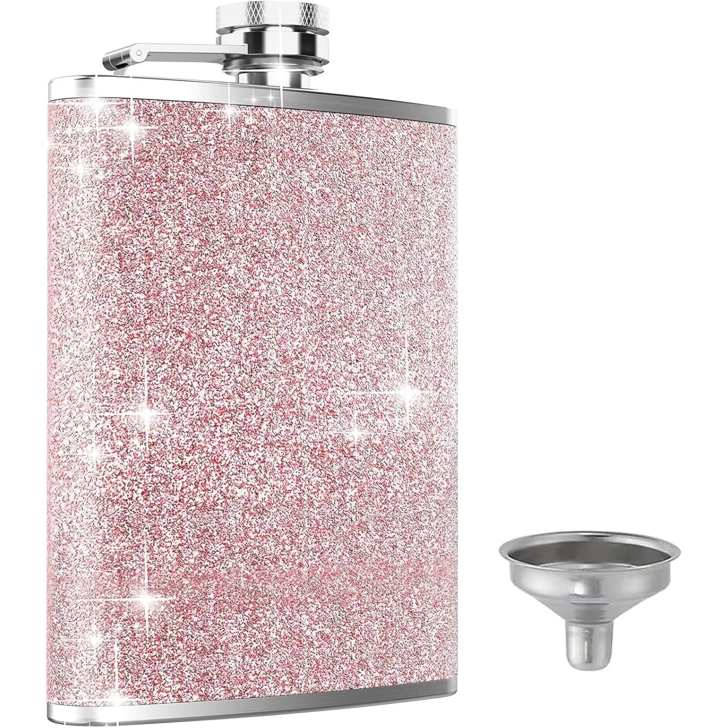 Flask,  8Oz Flasks for  Stainless Steel Spirit with Never-Lose Cap and Funnel Leakproof Thin Portable Metal for Camping Outdoor Activitie Wedding Party ,