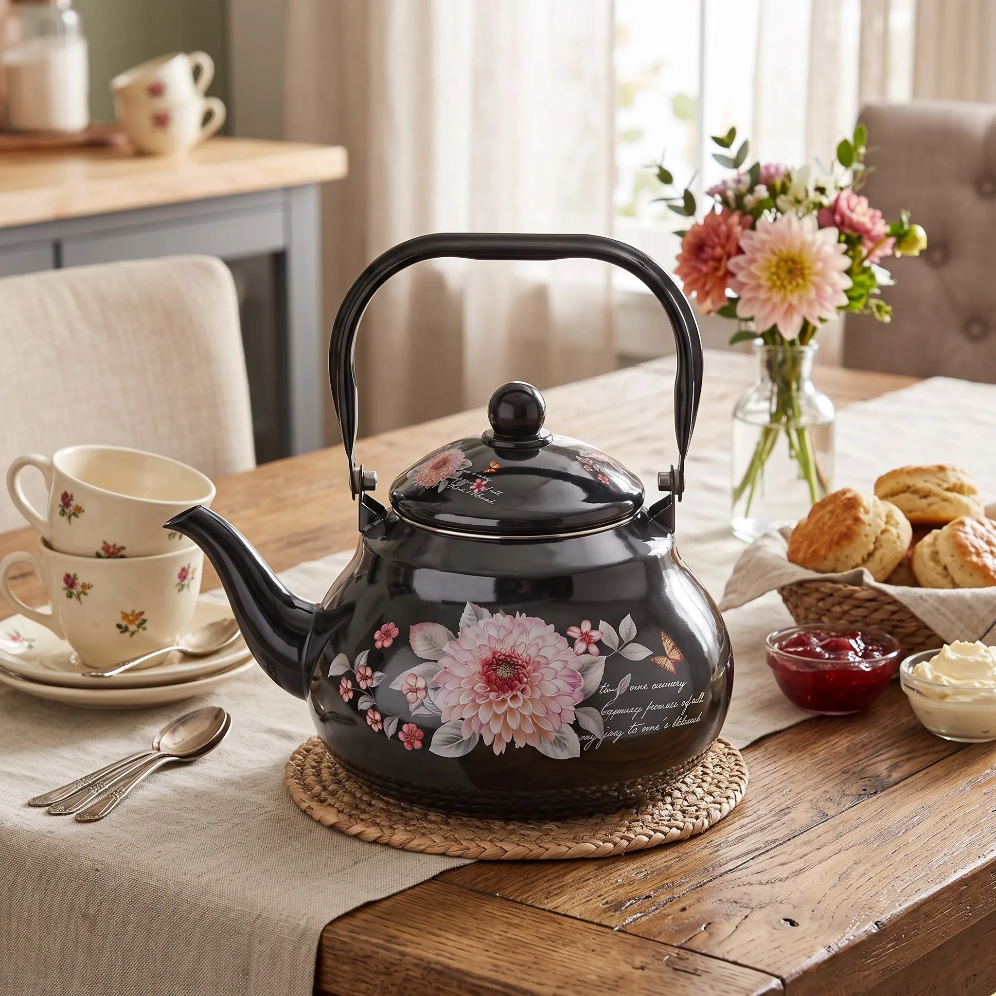 Halloween-Themed Enamel Mirror Glaze Pear-Shaped Pot 2.0L, Water Kettle, Coffee Maker, Tea Set, Suitable for Home Office, Gift Idea