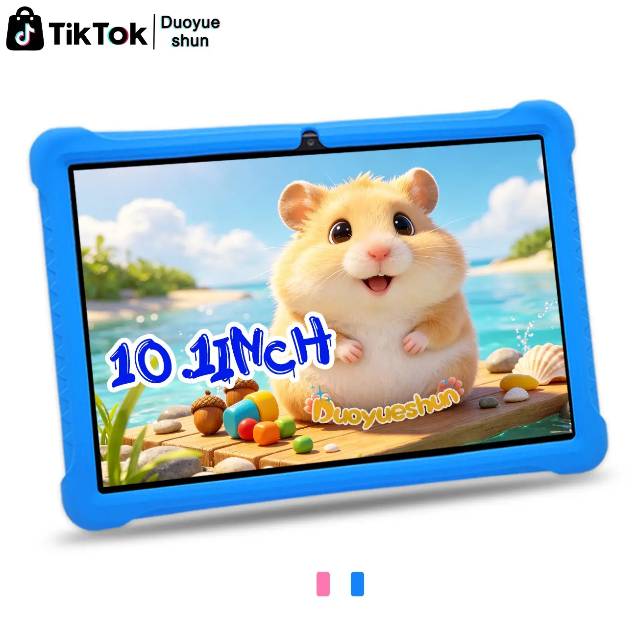 10.1 Inch Android Tablet with 1280x800 IPS HD Screen, Dual Cameras & Protective Case, Parental Control Function, All-in-one for Office, Study & Games, Ideal Christmas Gift for Kids, Pink & Blue Available, USB Cable Included, No Power Adapter
