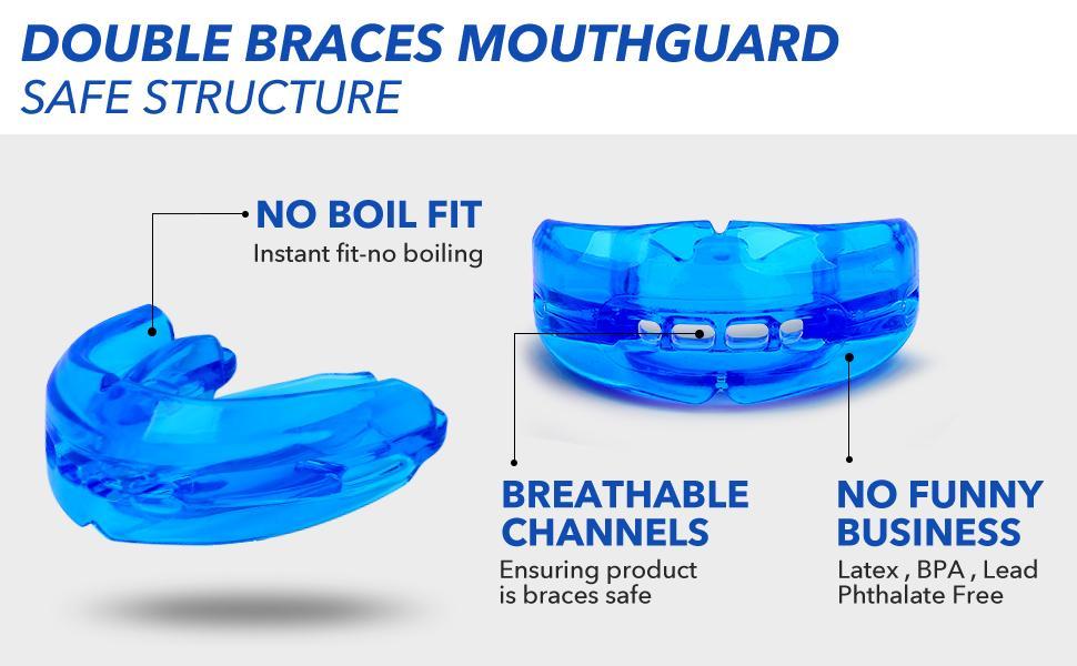 Braces Mouth Guard for Sports - Upper & Lower Mouthguard for Lacrosse, Hockey, Baseball, Football