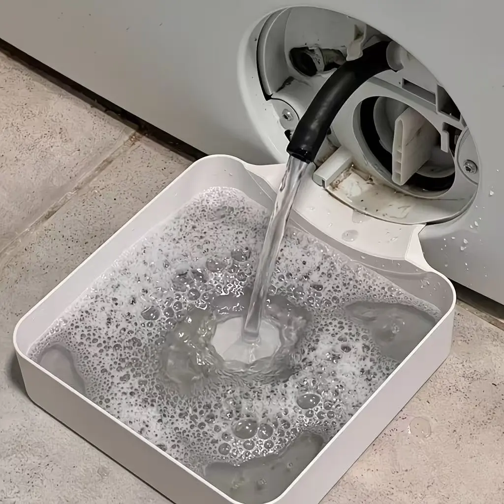 Washing Machine Drain Tray, Universal Plastic Sewage Box with Flow Guide, Home Use, Compatible with Multiple Washing Machines