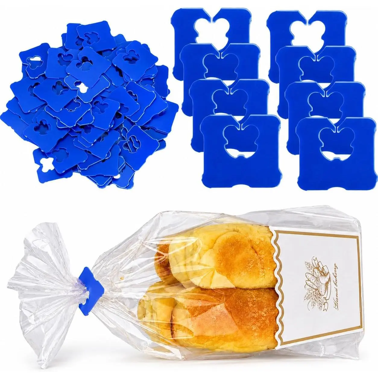 100 count  Plastic Bread Clips - Keep Your   with 7/8 x 7/8 inches  Bag Clips (Blue)