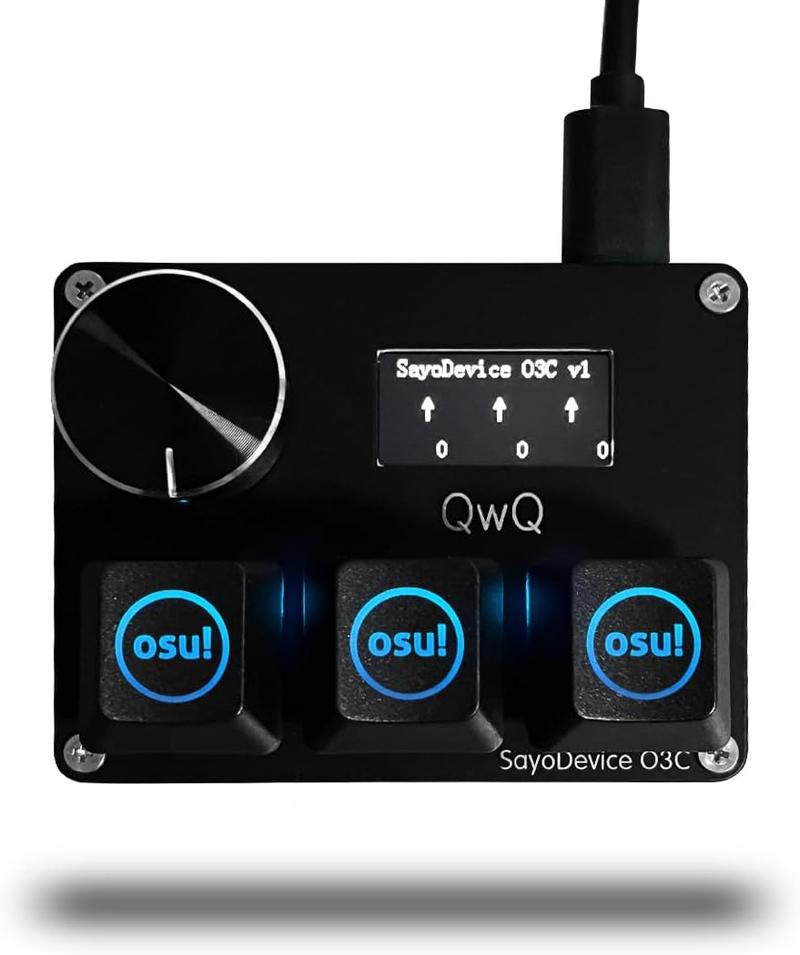 SayoDevice O3C OSU Keyboard Rapid Trigger Hall Switches Magnetic Linear Switches Keyboard with Knob and Screen,Copy Paste,Scut,Macro swap Mini