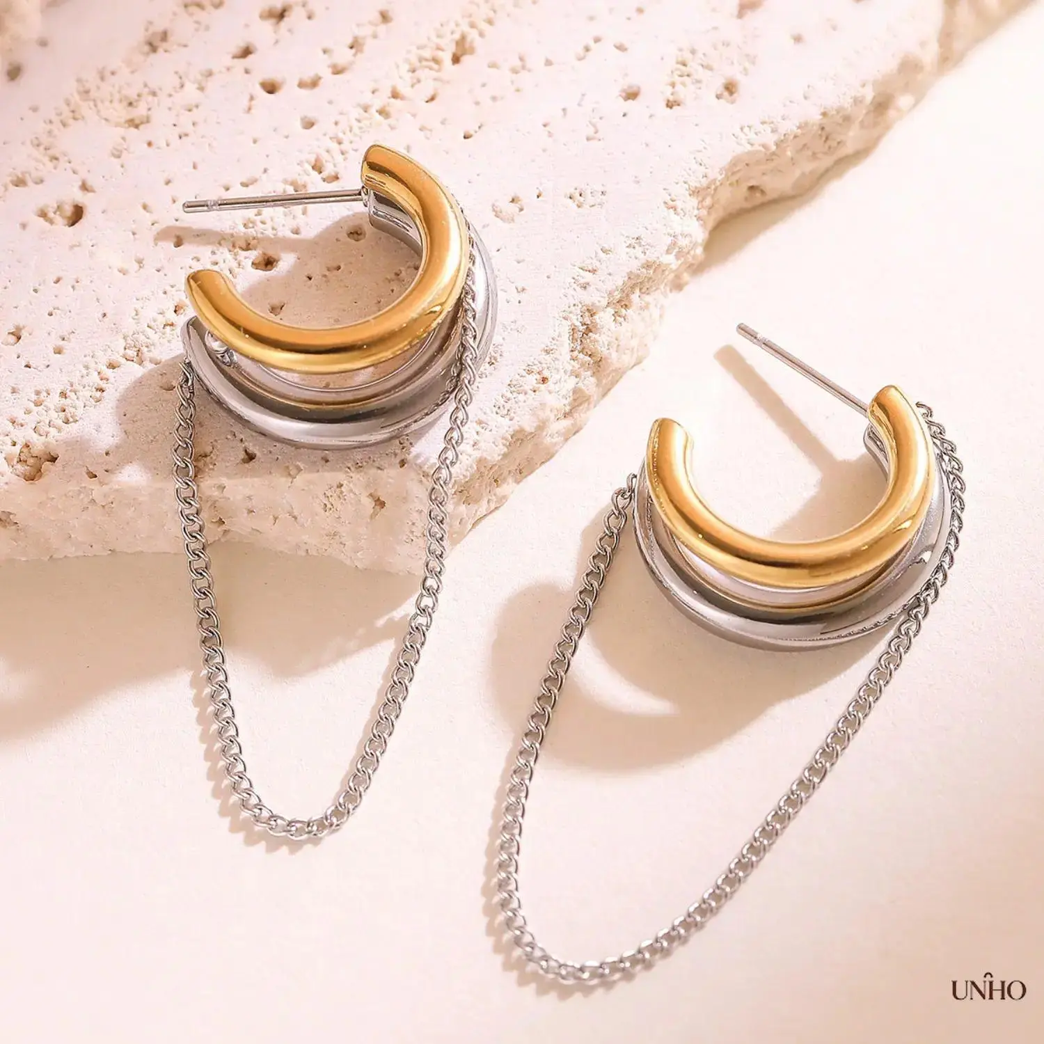 Women’s Stainless Steel Mix-Color Round Tube O-Shaped Cubic Zirconia Huggie Earrings, Vintage Waterproof Ear Jewelry For Sports & Outdoor Activities, Ideal Gift