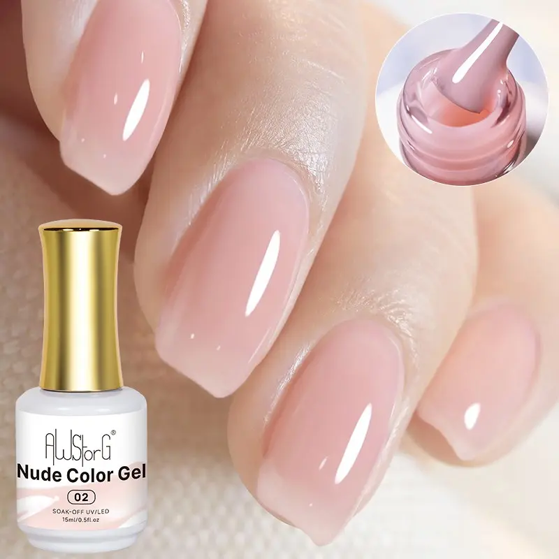AWStorG 15ml Jelly Pink Nude Color Gel Semi-Translucent Finger Nail Polish Supplies For Professionals Semi-permanent Varnish Soak Off UV Gel