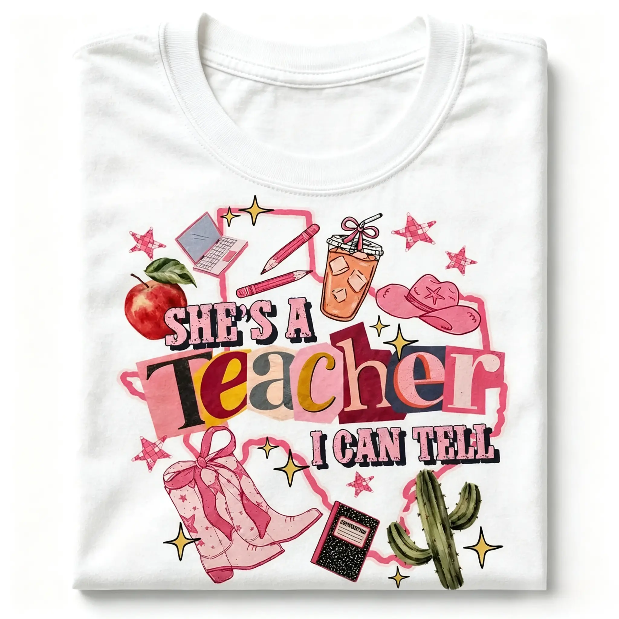 She's a Teacher I Can Tell T-Shirt, Teacher Ellas Fellas Shirt,Funny Teacher Graphic Tee, Cute Classroom Shirt, Back to School Teacher Outfit, Teacher Appreciation Gift, Elementary Teacher Life Tee