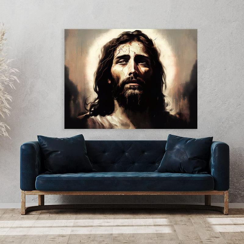 1 Count Sense Canvas Jesus 1 Canvas Art - Home Decor Wall Art Print Poster Painting Large 16x12inch Frameless