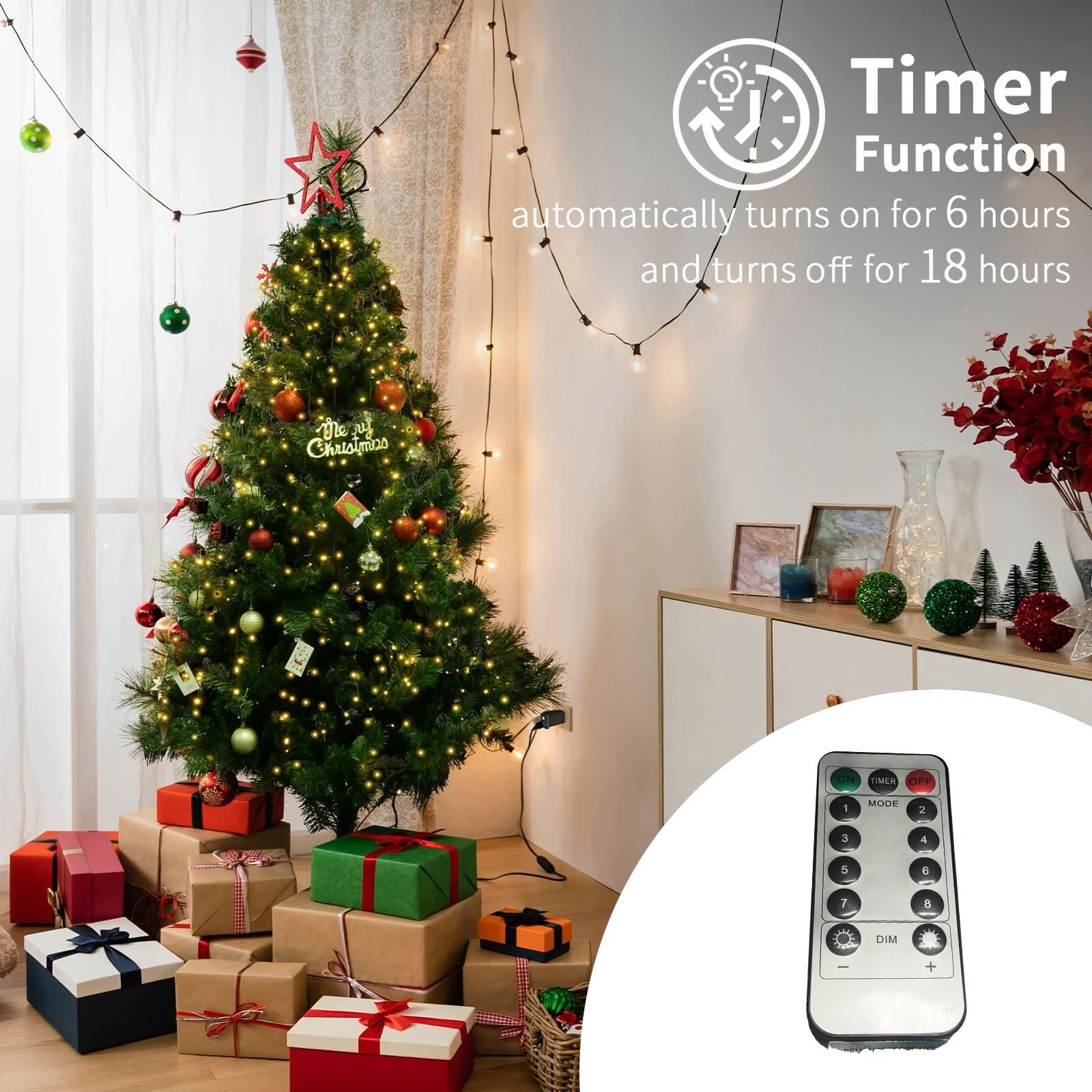 280-400 LED Christmas Tree Lights, 8 Modes, 6.56ft String Light Set, Indoor Outdoor Decoration, Remote Control, Memory & Timer Function