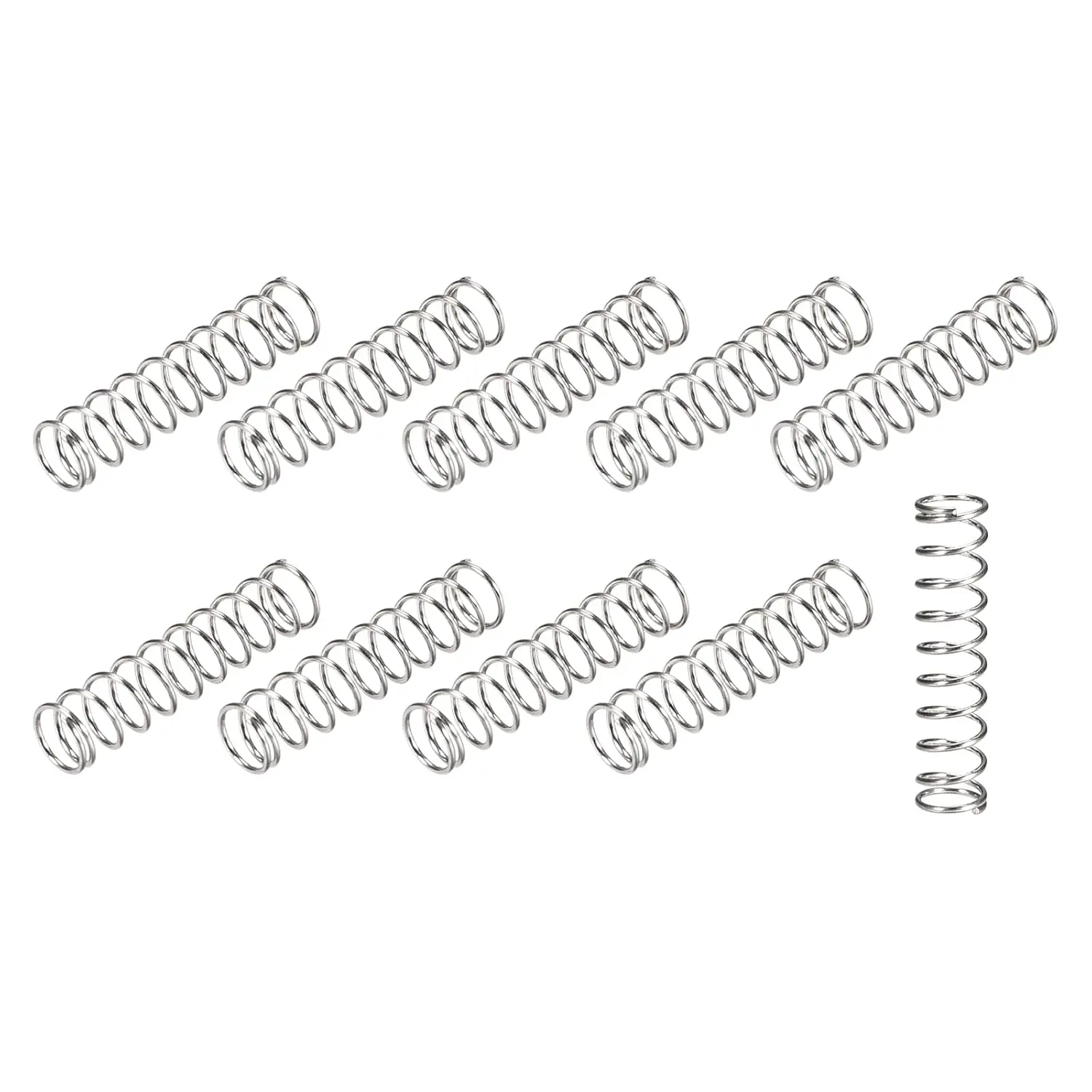 Compression Springs (0.5x5mm OD,20mm Free Length) 10Pcs, 304 Stainless Steel 7.8N Extension Spring for Shop Home Repairs, DIY Projects, Silver Tone
