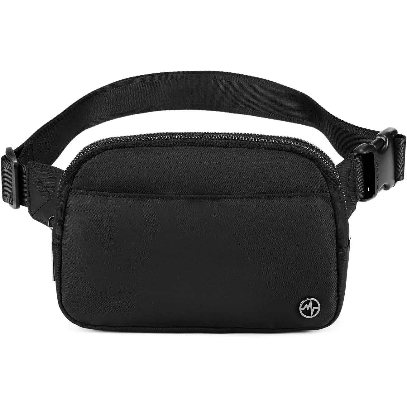 Nylon Fanny Pack Belt Bag for Women with 5 Zipper Pockets, Black | Nylon belt bag with five zippered pockets, a dedicated card slot and an adjustable strap for crossbody or  wear