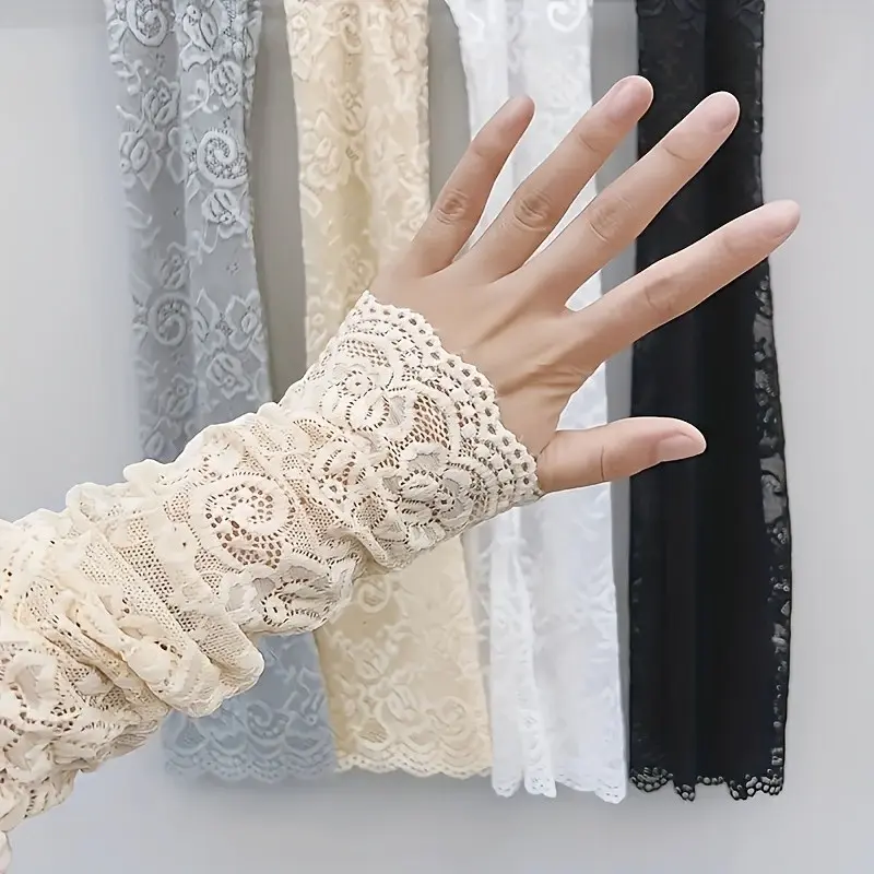 4pcs Women's Lace Arm Sleeves, & Embroidered, Breathable, Sun Protection, Fashionable Outdoor Accessories, Stylish Arm Decor