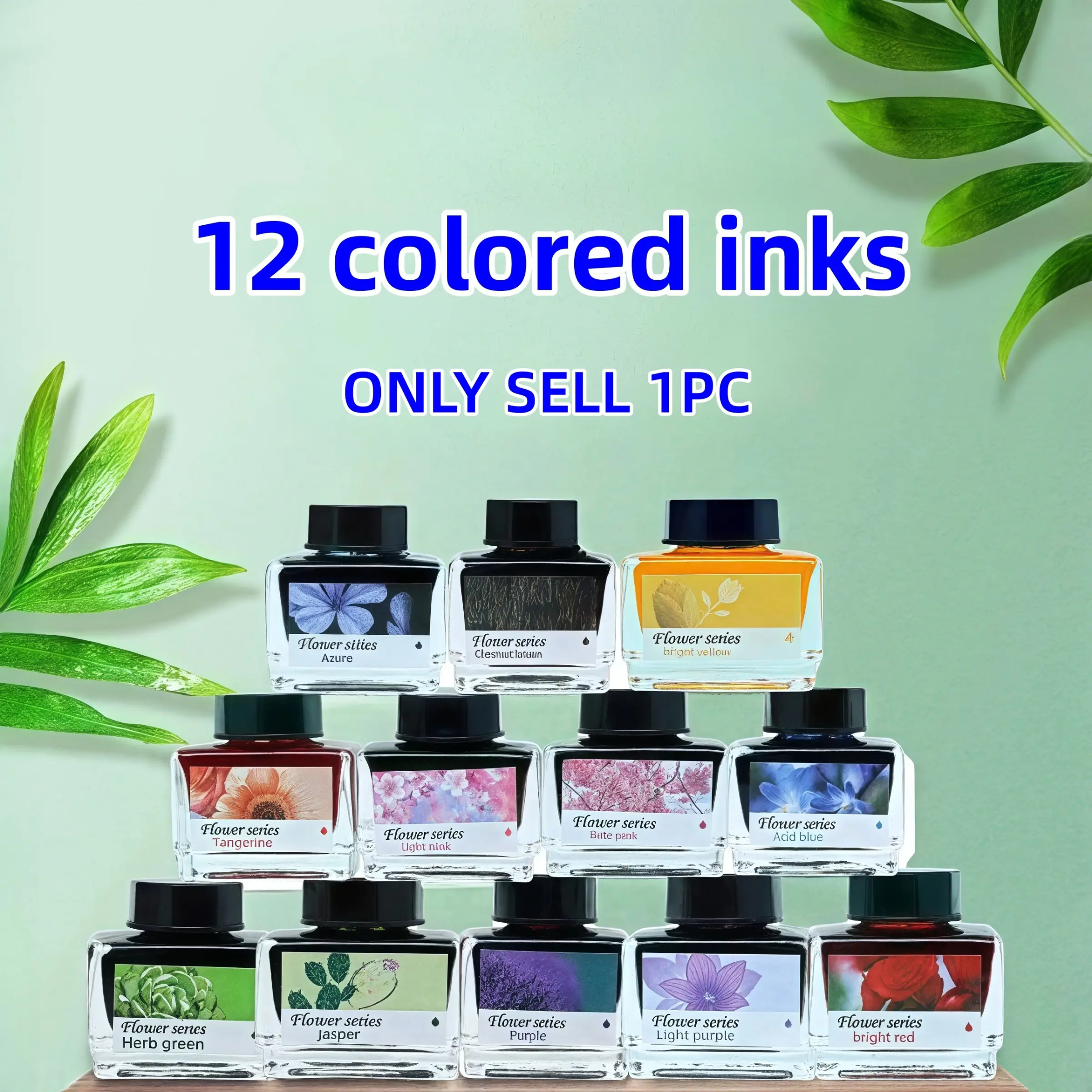 12 Colors Carbonless Ink, 15ML Glass Bottle, Ideal for Writing, Drawing, Sketching, Coloring Cards, Design Drafts, Art Supplies