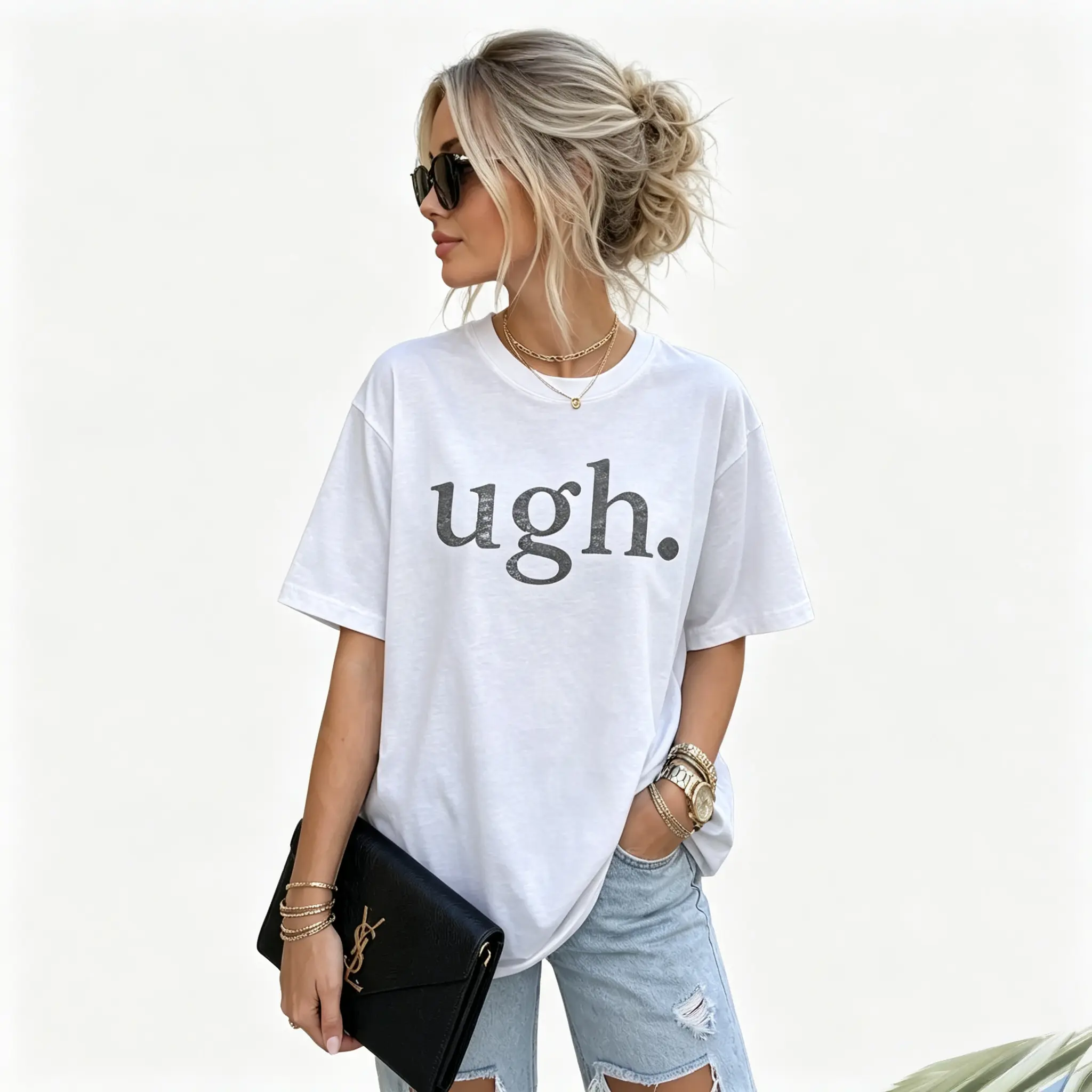 Short Phrase Ugh. Print Forms Vintage Graphic Tees That Act As Oversized Tshirt Women And Women's Tops, Camisetas de mujeres Combine Graphic Tee, Top Tshirt And T Shirts Women For Summer Tops Women