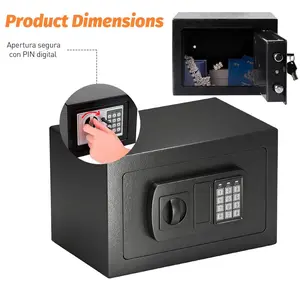 Mini Locked Safe Box 0.23/0.44 Cubic Feet Digital Keypad Money Safe with Pass Code & Keys Black for Business Home Hotel Rooms